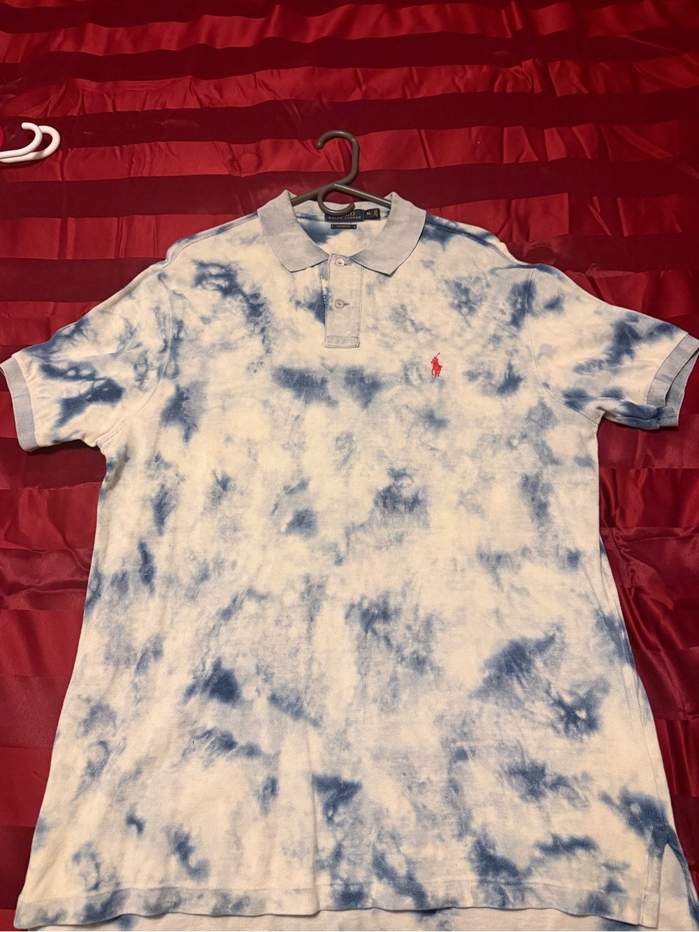 Polo by Ralph Lauren White and Blue Tie-Dye Polo Shirt